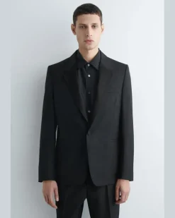 Wollblazer Mit Satin-Revers Schwarz
