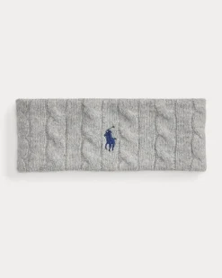 Woll-Kaschmir-Stirnband mit Zopfmuster Grey