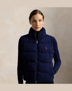 Woll-Kaschmir-Weste mit Zopfmuster Blue