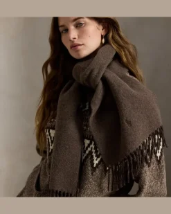 Wollschal mit Fransenbesatz Brown