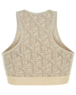 Women Embroidered Viscose Blend Tank Top Beige Polyester Nylon Sweater
