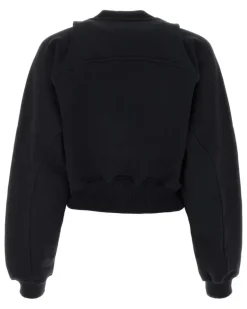 Women Logo-Embroidered Cotton Sweatshirt Black Sweater
