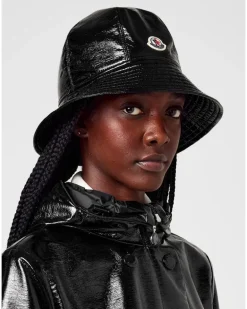 Women Logo Patch Bucket Hat Black Accessories ><noscript><img width=