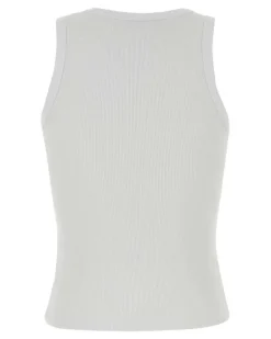 Women Paris Tank Top White Cotton Elastane Sweater