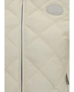 Women Quilted Knit Cardigan Ceramic White Polyamide Sweater