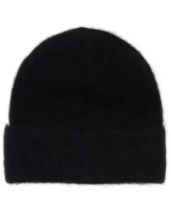 Women's Alpaca Blend Beanie Black Nylon Wool