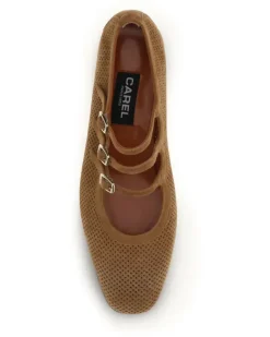 Women's Ariana Suede Ballerinas Tan Calf Leather Bos Taurus Flat Shoes
