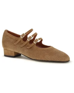 Women's Ariana Suede Ballerinas Tan Calf Leather Bos Taurus Flat Shoes