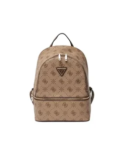 Women's Backpack Latte Logo Polyurethane Bags - Backpacks Beige