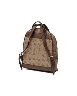 Women's Backpack Latte Logo Polyurethane Bags - Backpacks Beige