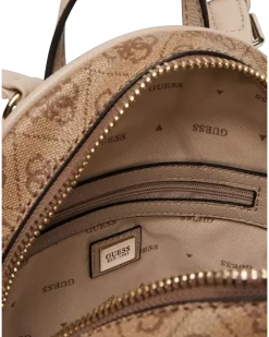 Women's Backpack Latte Logo Polyurethane Beige
