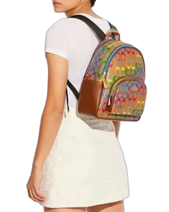 Women's Backpack Multicolour Coated Canvas Multicolor