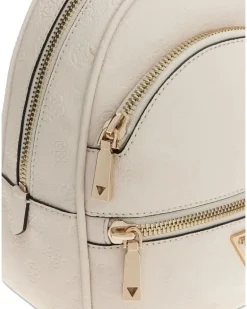 Women's Backpack Stone Logo Polyurethane Bags - Backpacks White