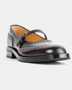 Women's Ballerines En Cuir De Veau Poli Bordeaux Red Flats Flat Shoes