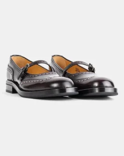 Women's Ballerines En Cuir De Veau Poli Bordeaux Red Flats Flat Shoes