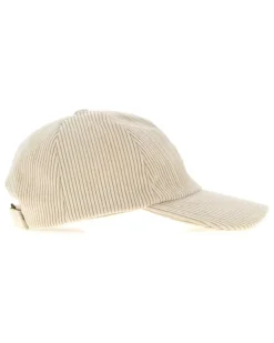 Women's Baseball Stretch Corduroy Cap Beige Polyester Nylon Elastane