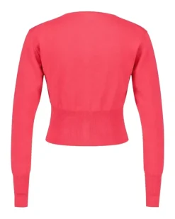 Women's Bea Cropped Cardigan - Cotton Pink Ready-To-Wear Knitwear