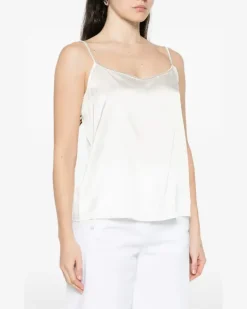 Women's Beaded Strap Top Ss26 W White