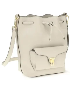 Women's Beat Generation Bucket Bag Eucalipto Calf Leather Bos Taurus Beige