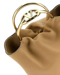 Women's Beige Leather Bucket Bag Cappuccino Borse A Secchiello
