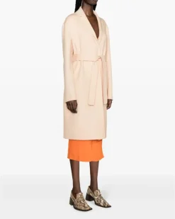 Women's Belted Virgin Wool Peacoat Ss24 W Pink
