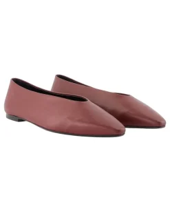 Women's Betty Ballet Flats - Leather Burgundy Calfskin Shoes Flat-Shoes Red