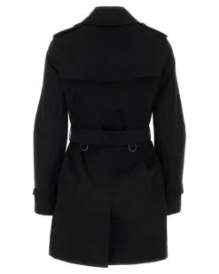 Women's Black Cotton Trench