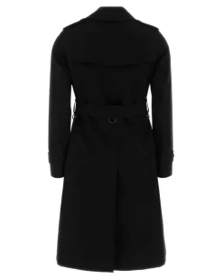 Women's Black Gabardine Trench Coat Cotton