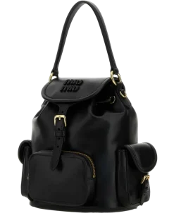 Women's Black Leather Backpack Nero Borse A Mano