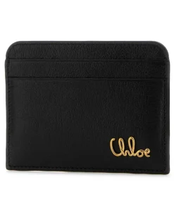 Women's Black Leather Card Holder Portadocumenti