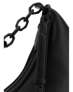 Women's Black Leather Hobo Vlogo Moon Handbag Nero Borse A Mano