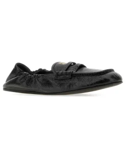 Women's Black Leather Loafers Nero Mocassini