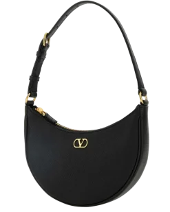 Women's Black Leather Mini Vlogo Shoulder Bag Nero Clutch