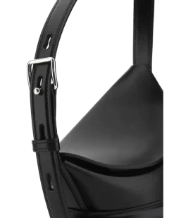 Women's Black Leather The Curve Bucket Bag Borse A Secchiello
