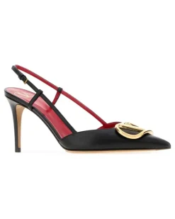 Women's Black Leather Vlogo Signature Pumps Nero Scarpe Con Tacco High Heel Shoes