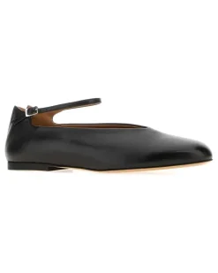 Women's Black Nappa Leather Elyss Ballerinas Ballerine Flat Shoes