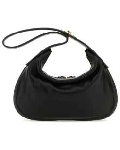 Women's Black Nappa Leather Small Go-Hobo Shoulder Bag Nero Borse A Mano