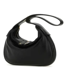 Women's Black Nappa Leather Small Go-Hobo Shoulder Bag Nero Borse A Mano