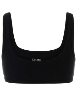 Women's Black Stretch Cotton Bra Exterior: Elastane Costumi Da Bagno Swimwear