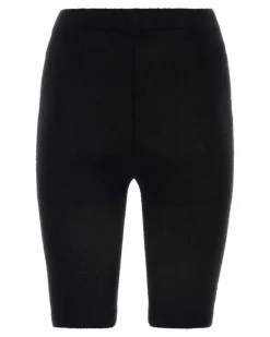 Women's Black Stretch Terry Fabric Leggings