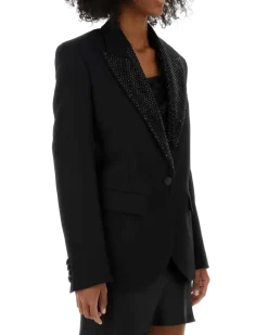 Women's Black Wool Blazer Giacche E Gilet Jacket