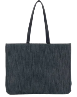 Women's Blue Denim Large Tt Sign Shopping Bag Denimnaturale Borse A Mano