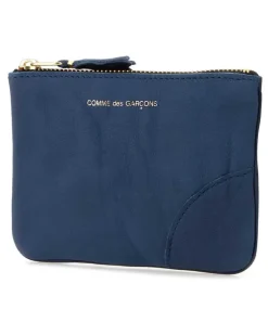 Women's Blue Leather Pouch Navy Cowhide Beauty Case