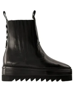 Women's Boots Leather Black Shoes