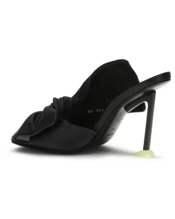 Women's Boudoir Heeled Mules Black Lamb Ovis Aries Sandal