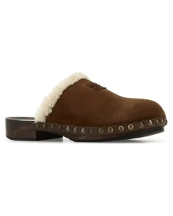 Women's Brown Suede Clogs Cacao Scarpe Con Tacco High Heel Shoes