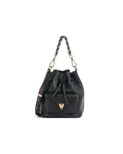 Women's Bucket Bag Black Genuine Leather - Bucket-Bags