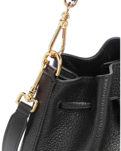 Women's Bucket Bag Black Genuine Leather - Bucket-Bags
