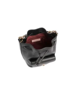 Women's Bucket Bag Black Genuine Leather - Bucket-Bags