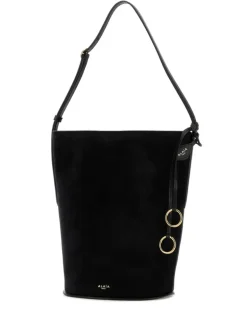 Women's Bucket Bag Black Ovine Leather